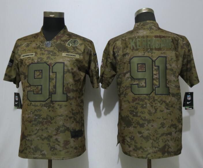 Women Washington Red Skins #91 Kerrigan Nike Camo Salute to Service Limited NFL Jersey
